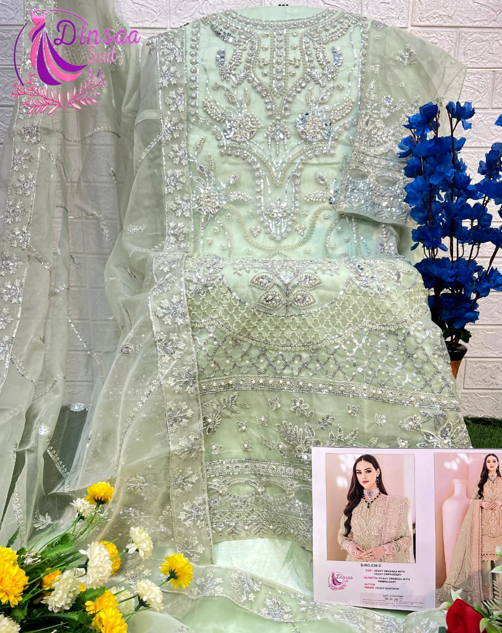 238 Dinsaa Suits Embroidery Pakistani Suits Wholesale Market In Surat